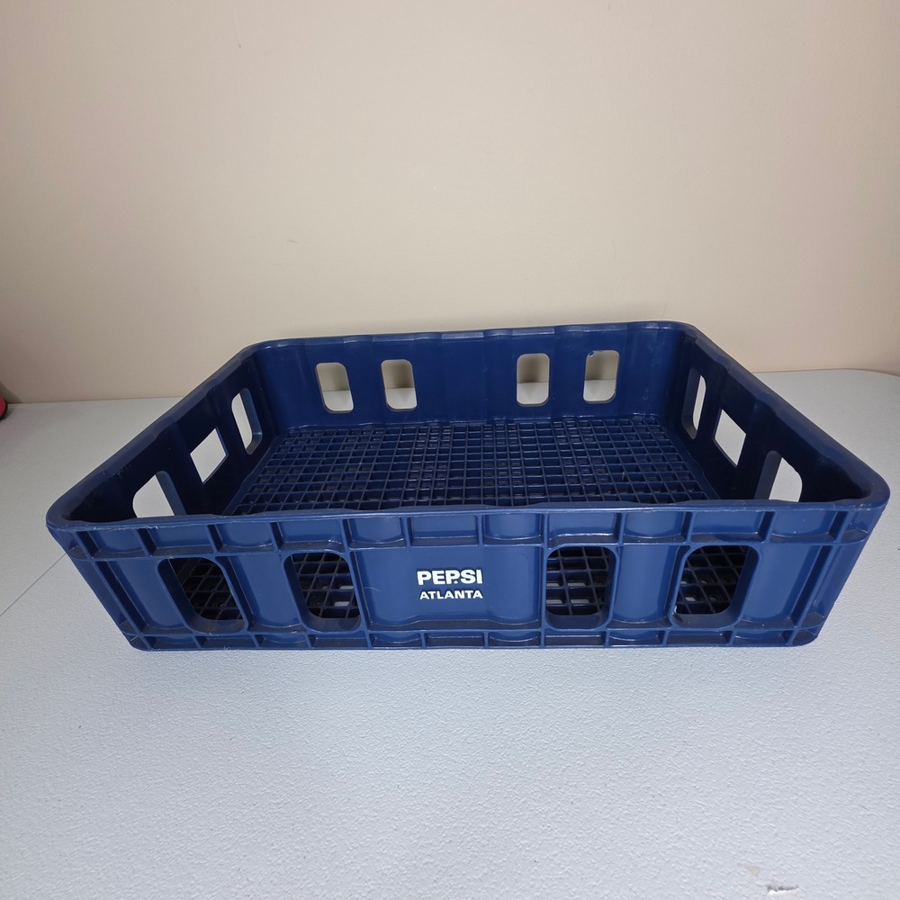 Pepsi Soda Crate Blue Atlanta Plastic Stackable Storage Bin Soda Collectible